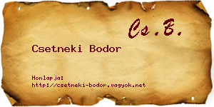 Csetneki Bodor névjegykártya